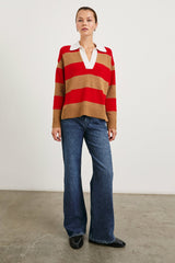 HARRIS SWEATER - CHERRY CAMEL STRIPE| Rails outlet