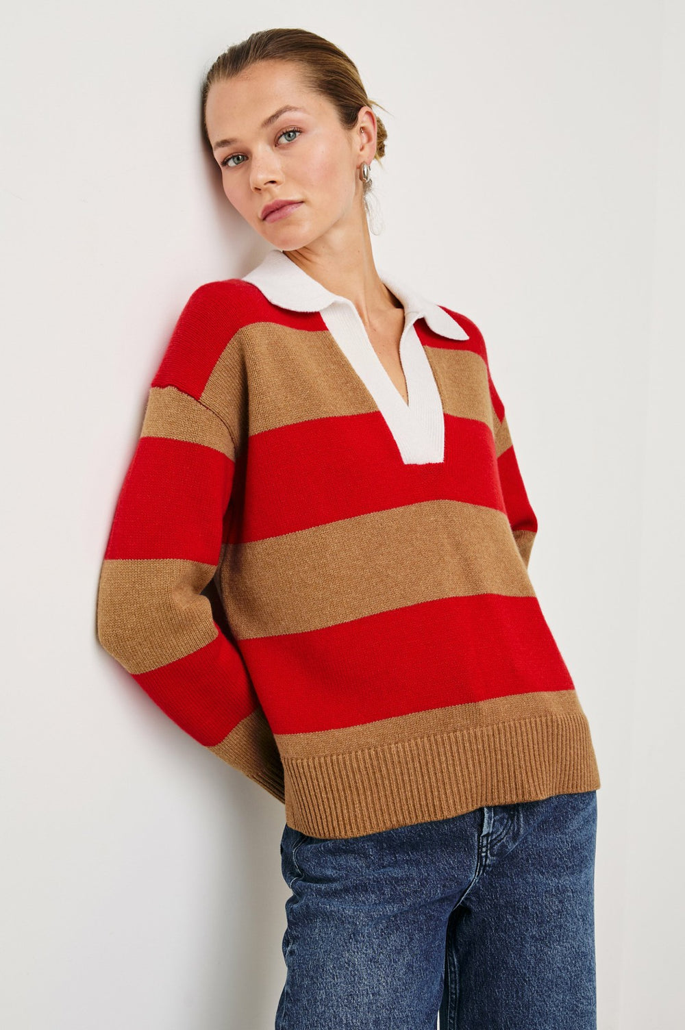 HARRIS SWEATER - CHERRY CAMEL STRIPE| Rails outlet