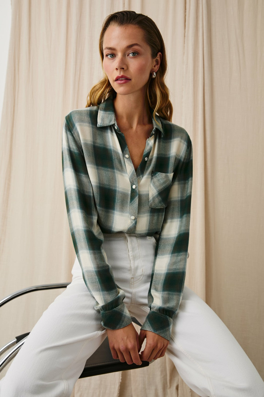 HUNTER SHIRT - IVORY OLIVE TEAL| Rails on sale