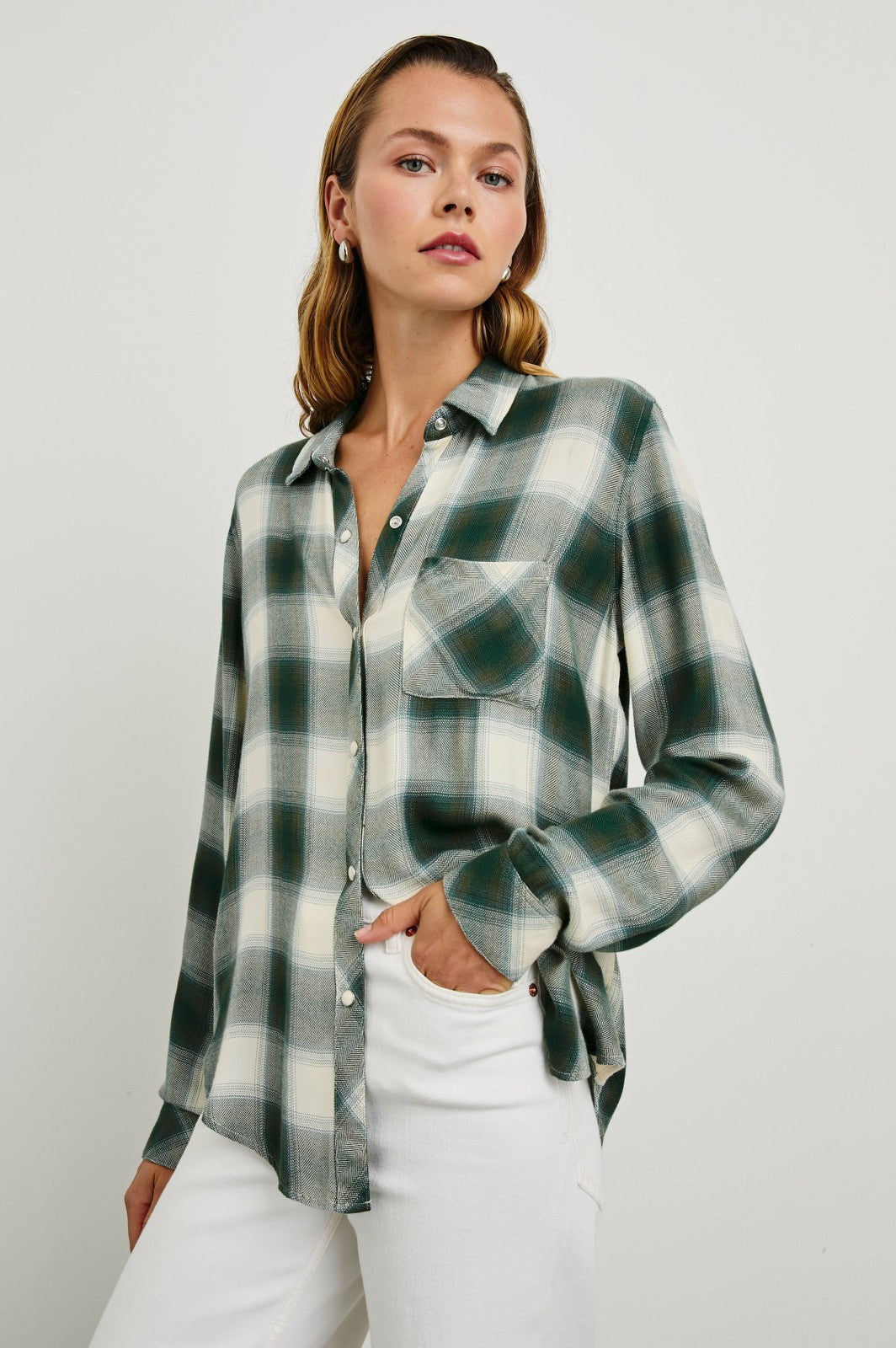 HUNTER SHIRT - IVORY OLIVE TEAL| Rails on sale