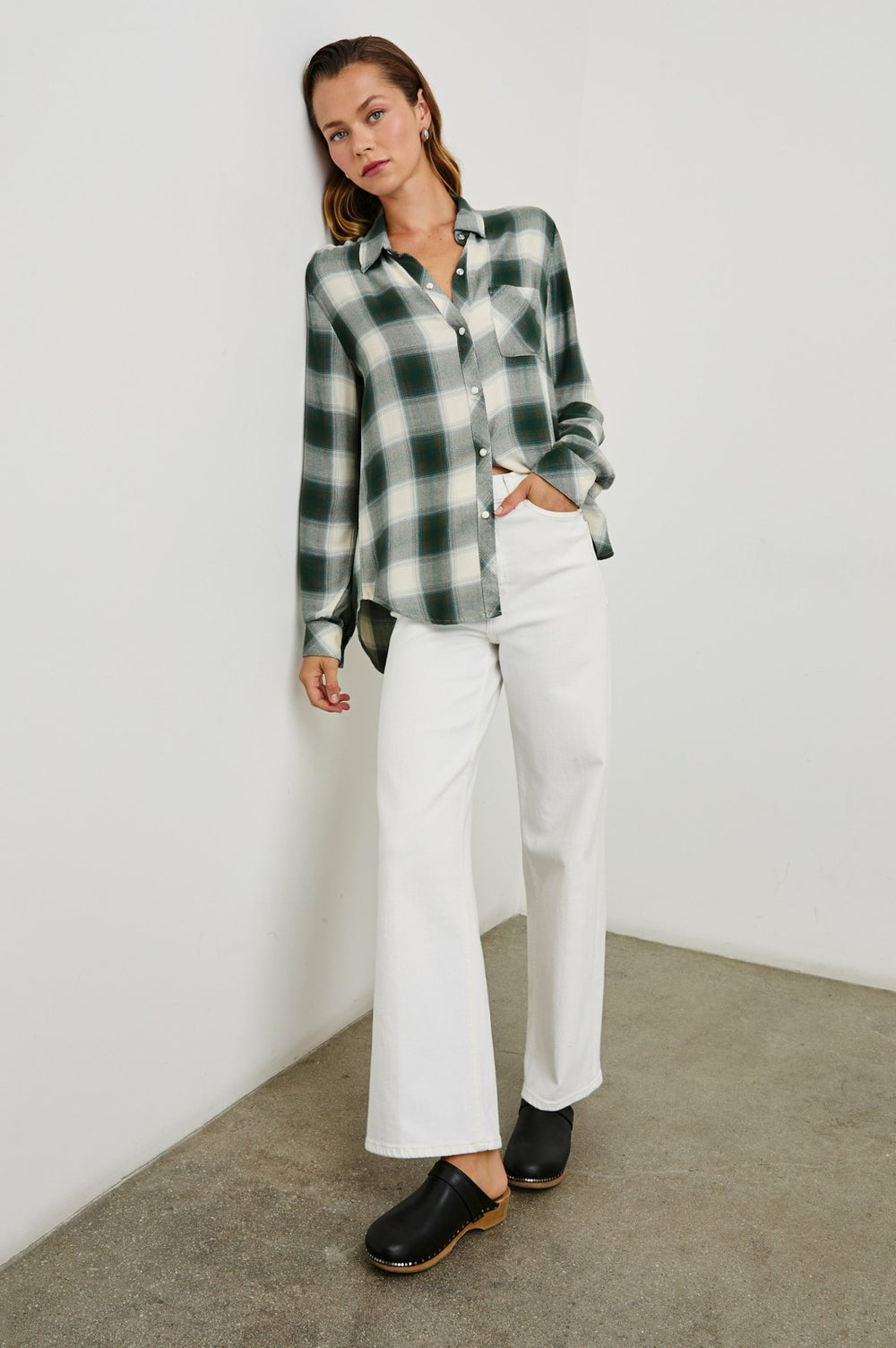 HUNTER SHIRT - IVORY OLIVE TEAL| Rails on sale