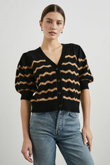ISLA CARDIGAN - BLACK CAMEL STRIPE| Rails online