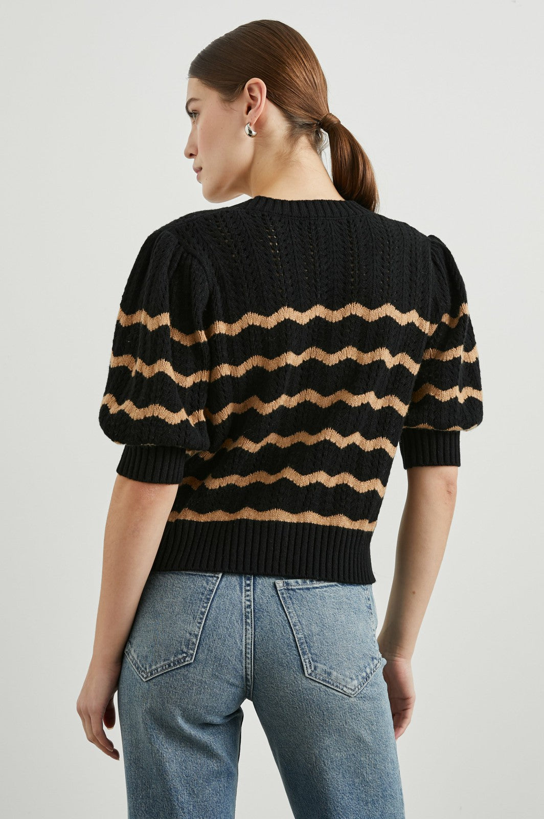 ISLA CARDIGAN - BLACK CAMEL STRIPE| Rails online