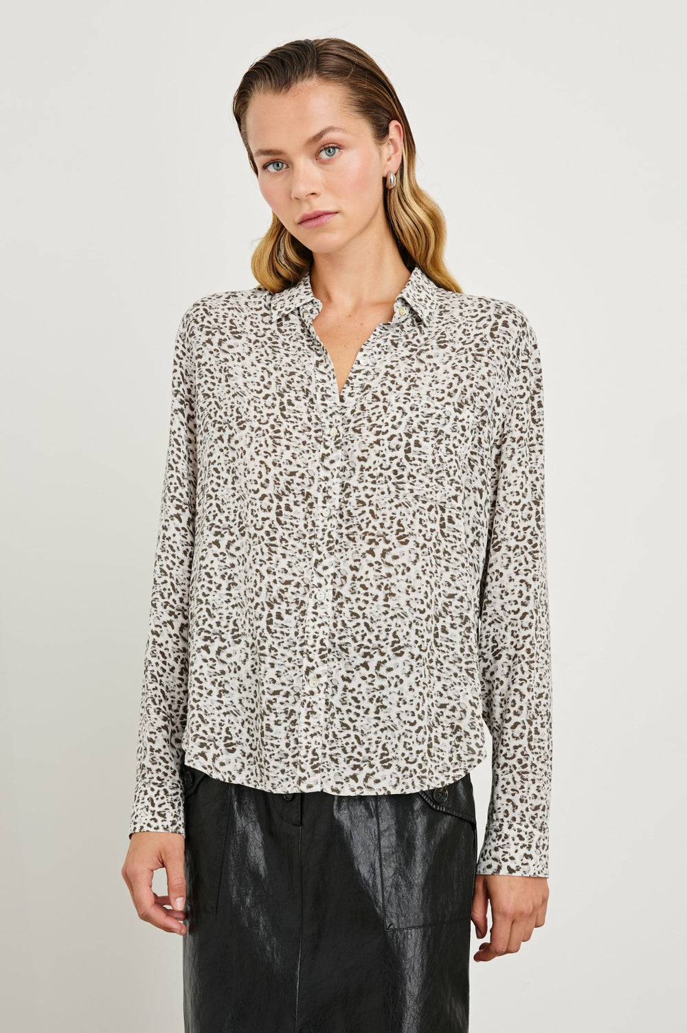 JOSEPHINE SHIRT - CHARCOAL WATERCOLOR CHEETAH| Rails for sale