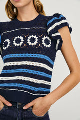 PENELOPE TOP - NAVY SKY CROCHET STRIPE| Rails near me