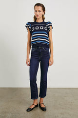 PENELOPE TOP - NAVY SKY CROCHET STRIPE| Rails near me