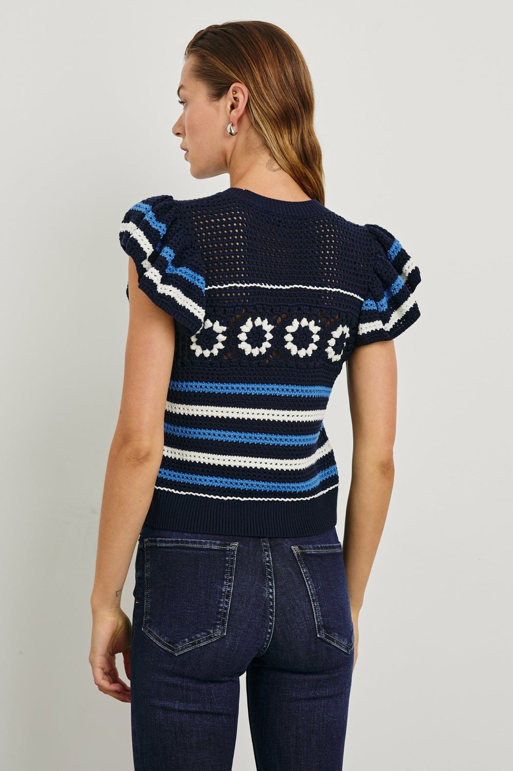 PENELOPE TOP - NAVY SKY CROCHET STRIPE| Rails near me