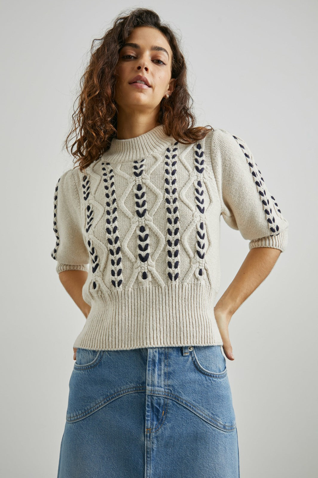 ADDY SWEATER - OATMEAL NAVY CABLES| Rails for sale