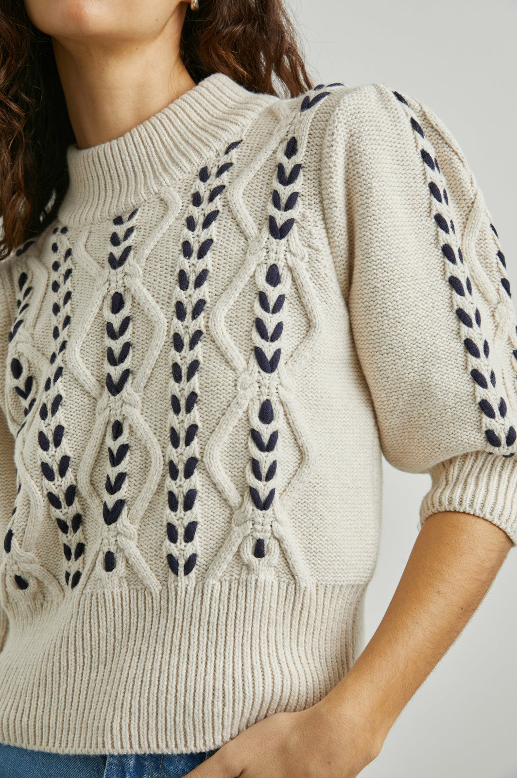 ADDY SWEATER - OATMEAL NAVY CABLES| Rails for sale