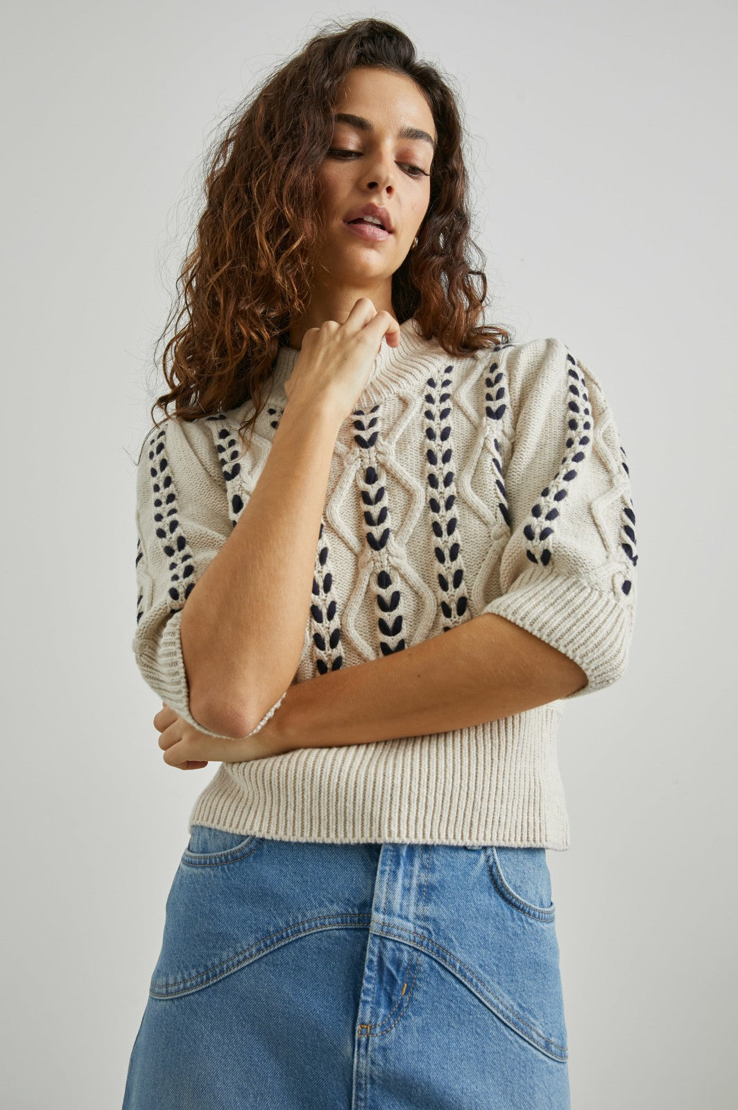 ADDY SWEATER - OATMEAL NAVY CABLES| Rails for sale