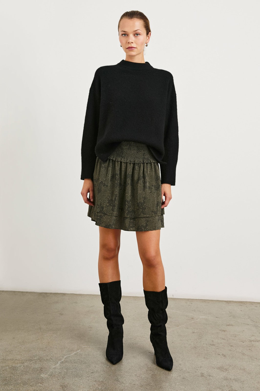 ADDISON SKIRT - OLIVE PEBBLE| Rails outlet