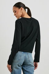 COTTON CASHMERE LONG SLEEVE T-SHIRT - BLACK| Rails on sale