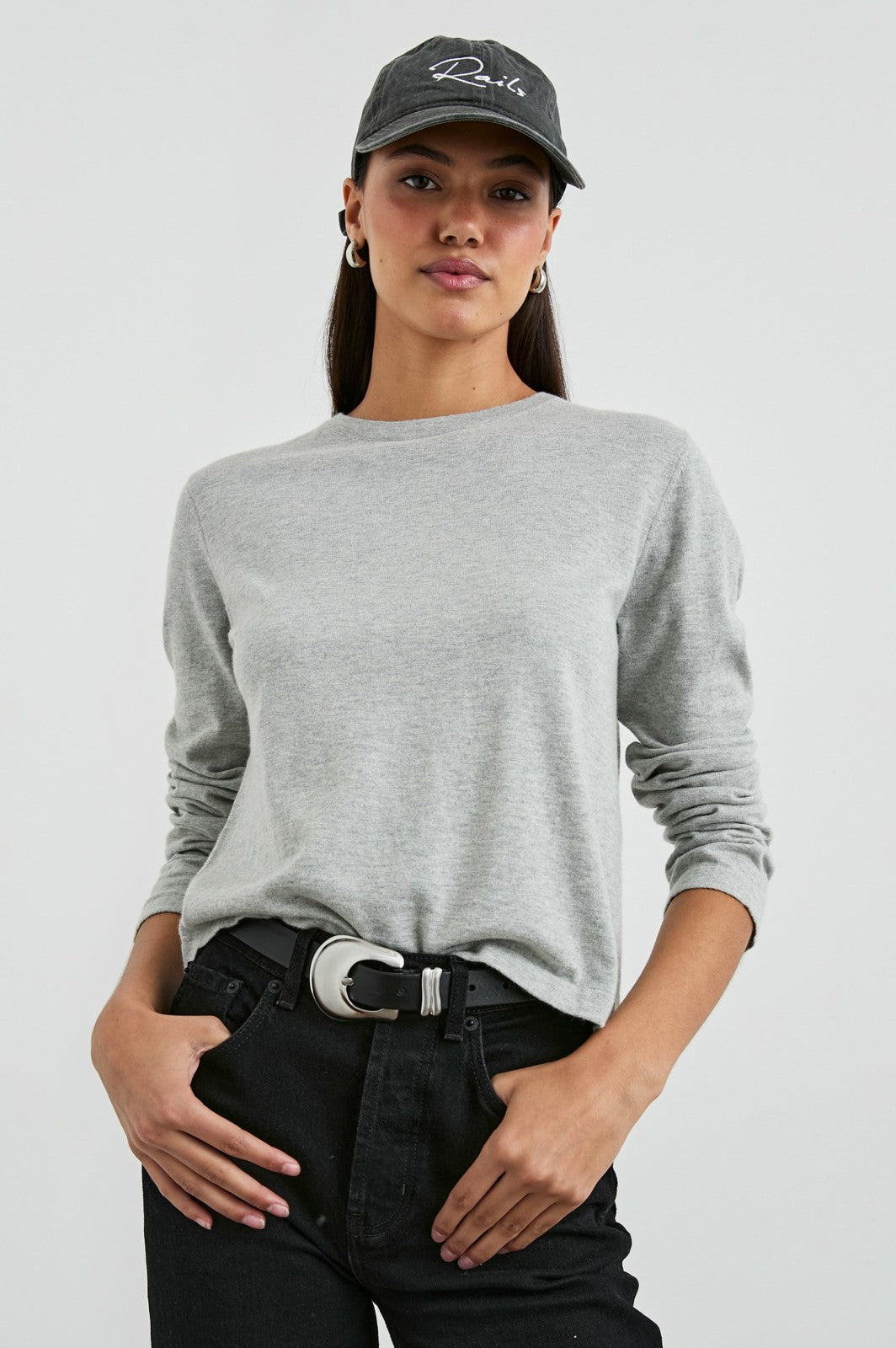 COTTON CASHMERE LONG SLEEVE T-SHIRT - HEATHER GREY| Rails near me