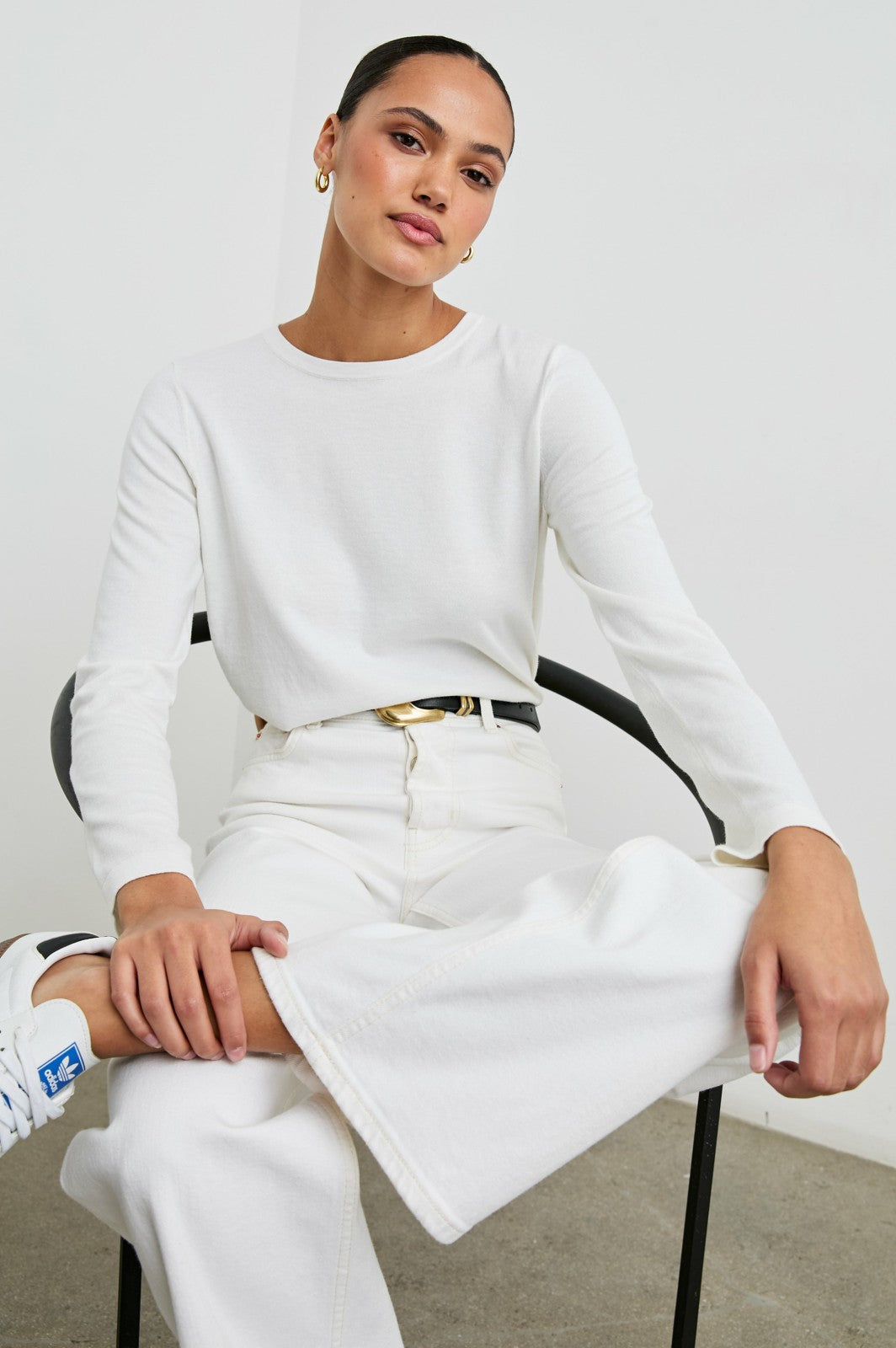COTTON CASHMERE LONG SLEEVE T-SHIRT - WHITE| Rails sale