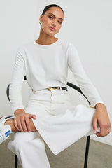 COTTON CASHMERE LONG SLEEVE T-SHIRT - WHITE| Rails sale
