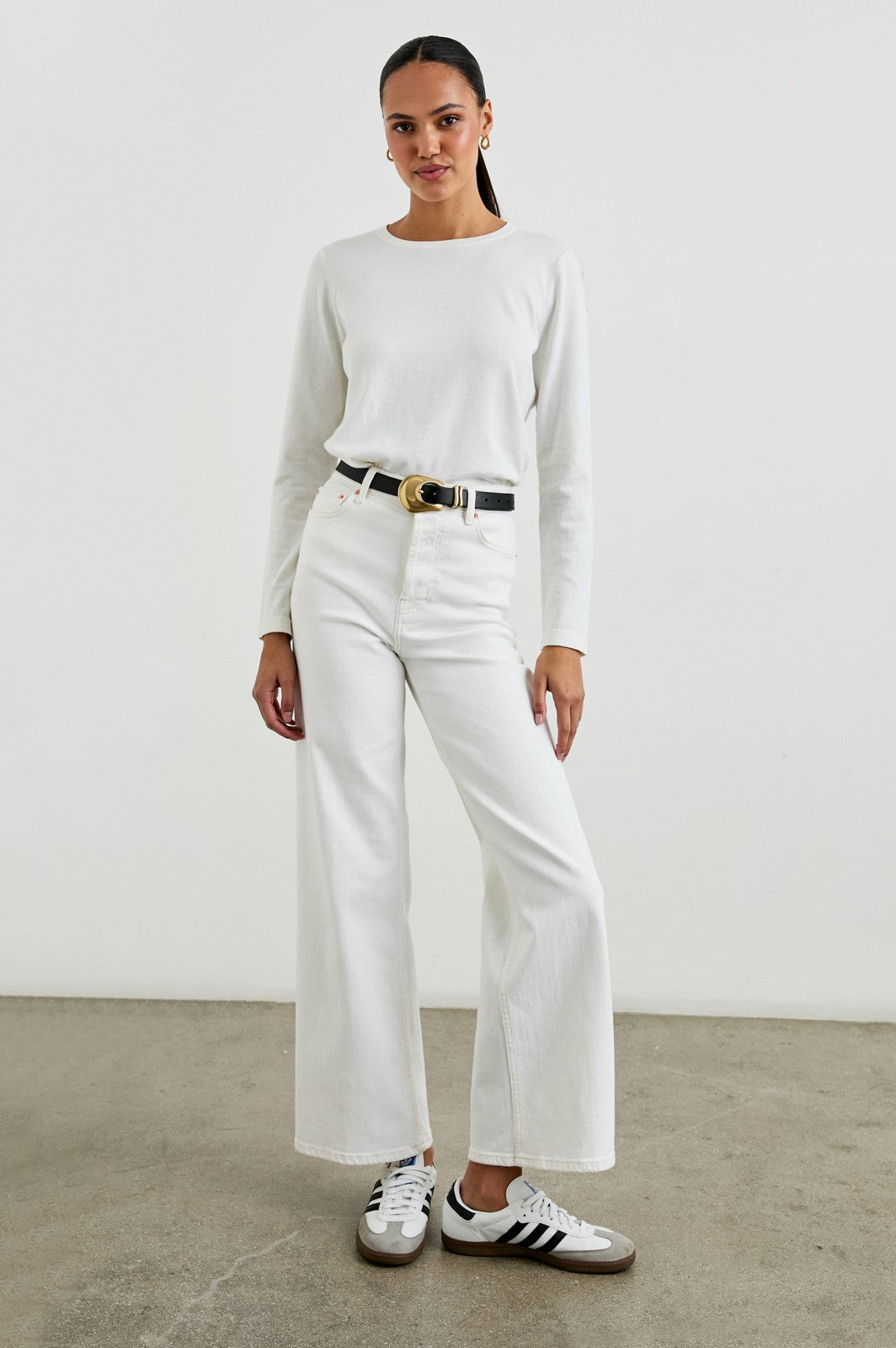 COTTON CASHMERE LONG SLEEVE T-SHIRT - WHITE| Rails sale