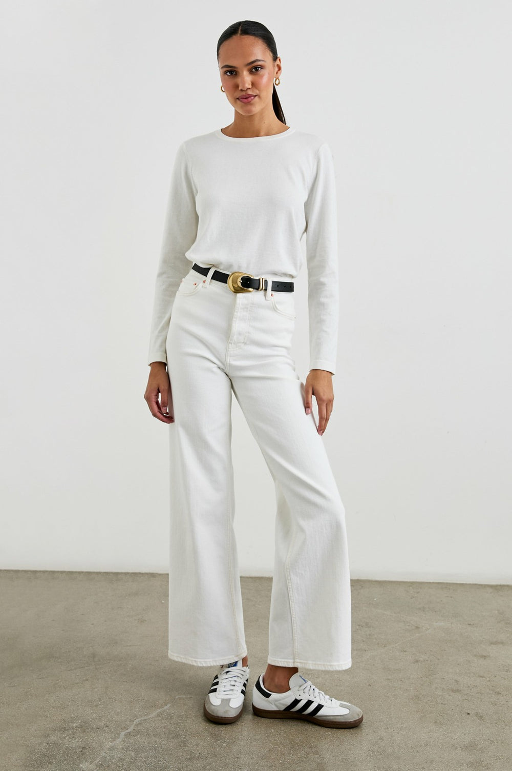 COTTON CASHMERE LONG SLEEVE T-SHIRT - WHITE| Rails sale