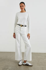 COTTON CASHMERE LONG SLEEVE T-SHIRT - WHITE| Rails sale