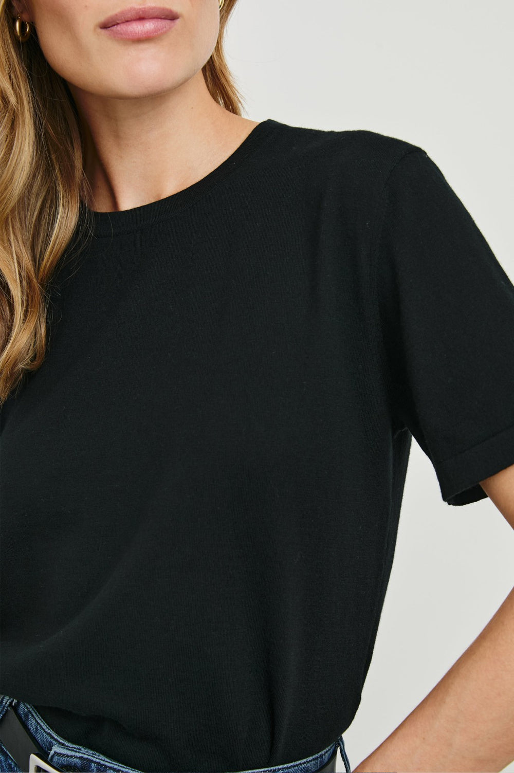 COTTON CASHMERE T-SHIRT - BLACK| Rails outlet