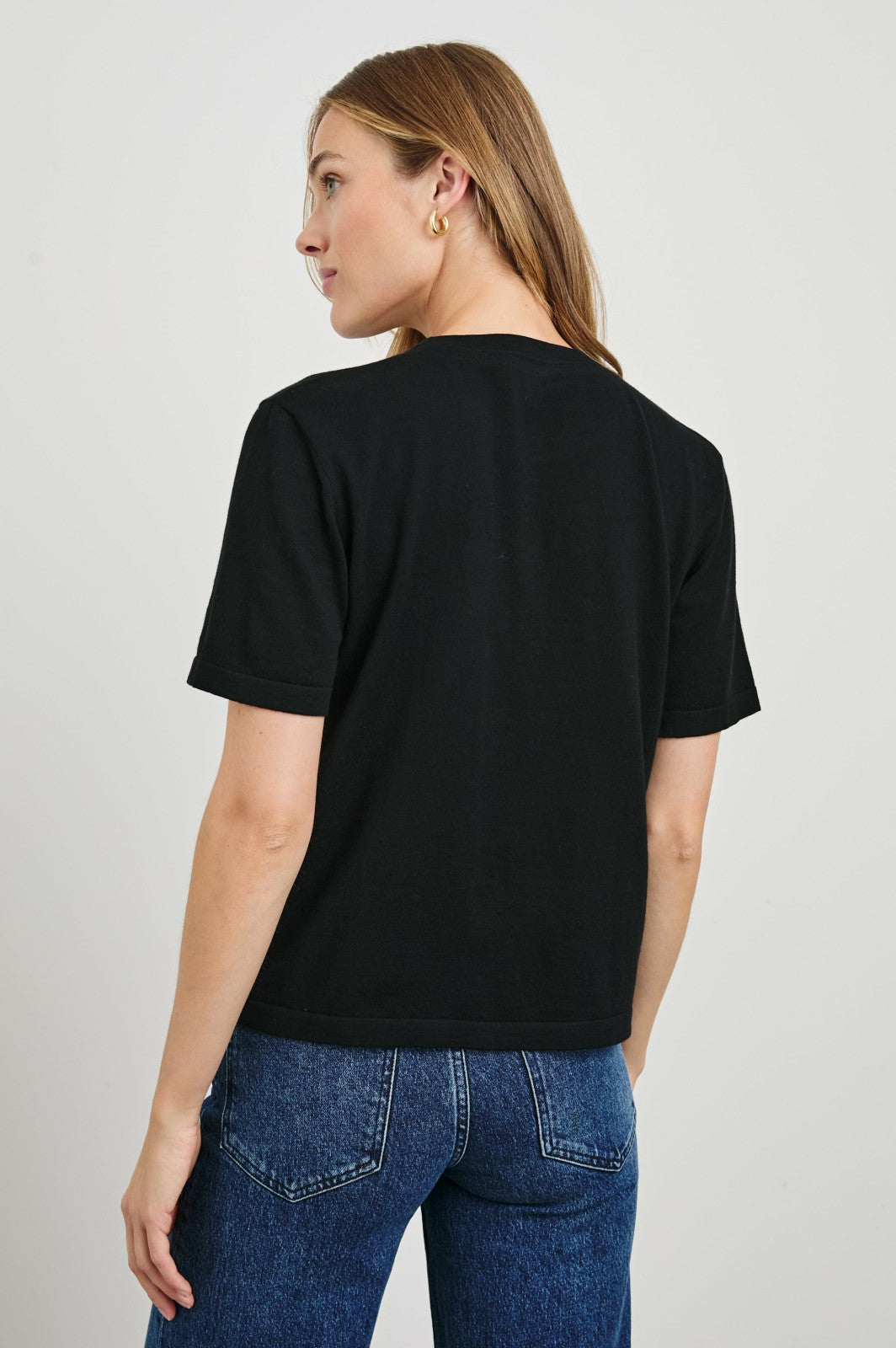 COTTON CASHMERE T-SHIRT - BLACK| Rails outlet