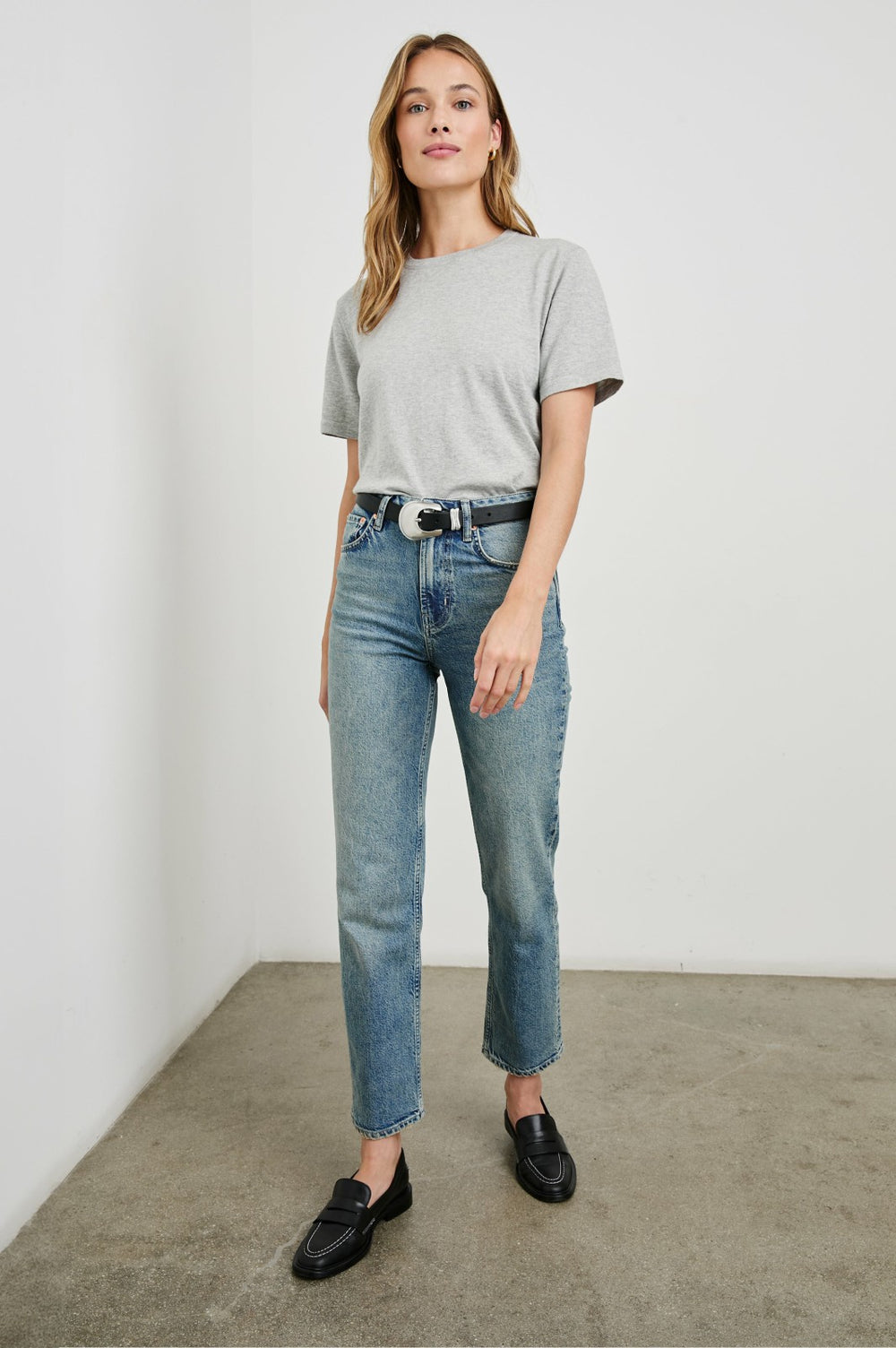 COTTON CASHMERE T-SHIRT - HEATHER GREY| Rails on sale
