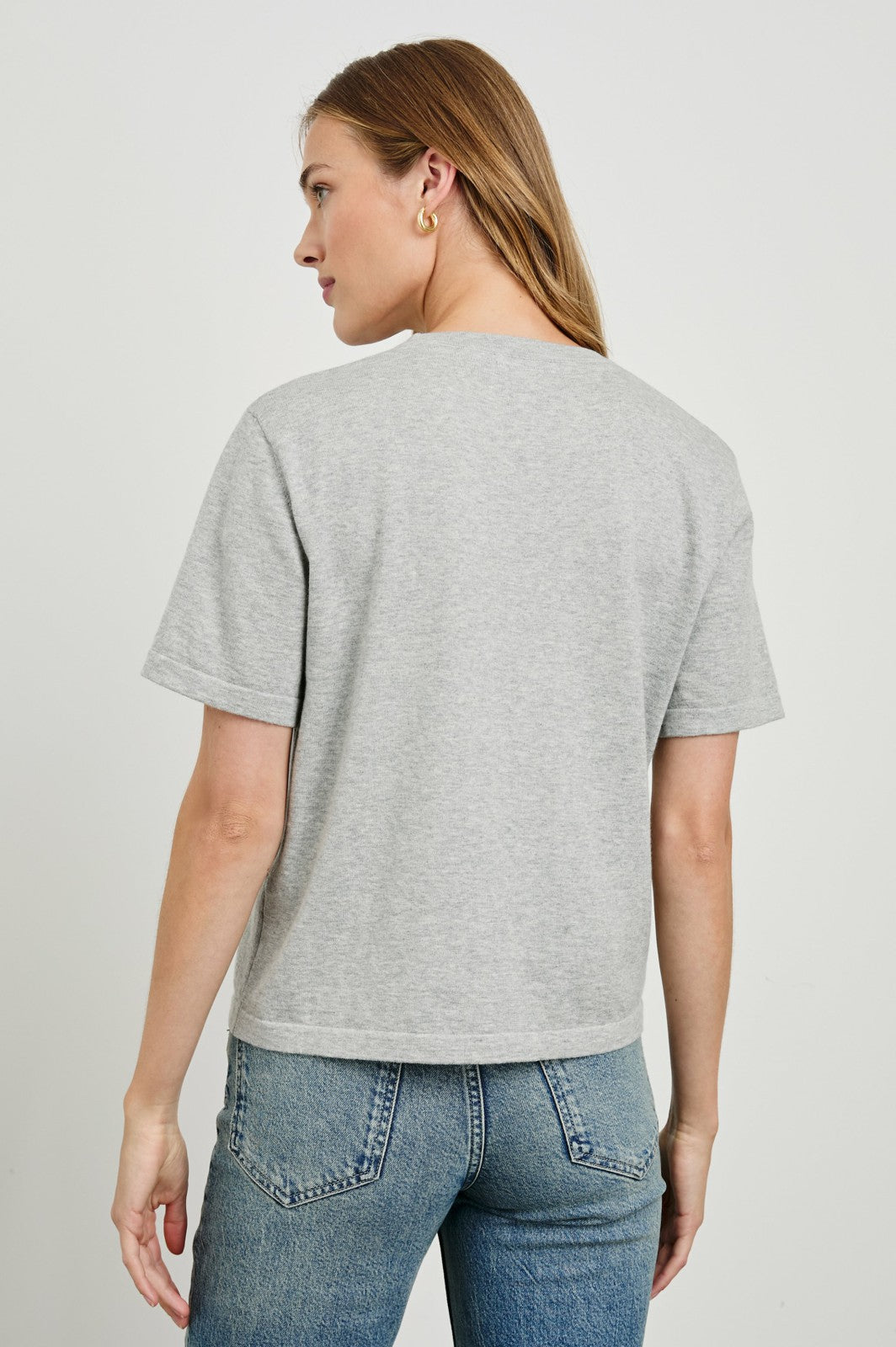 COTTON CASHMERE T-SHIRT - HEATHER GREY| Rails on sale