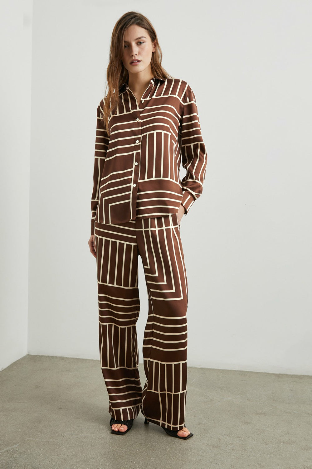 ELIAS SHIRT - BROWN LINE ART| Rails on sale