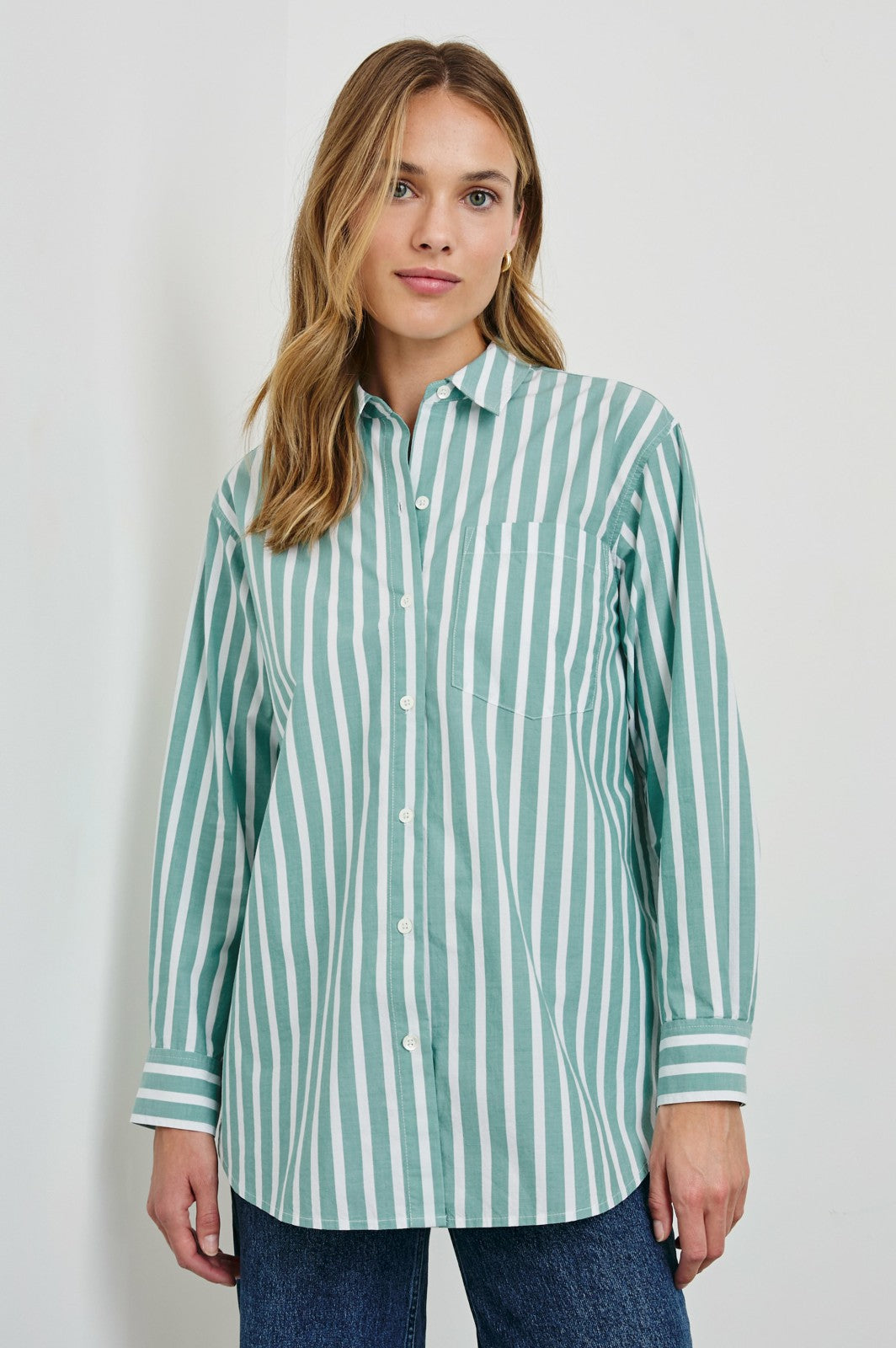 ELSA SHIRT - AGAVE WHITE STRIPE| Rails for sale