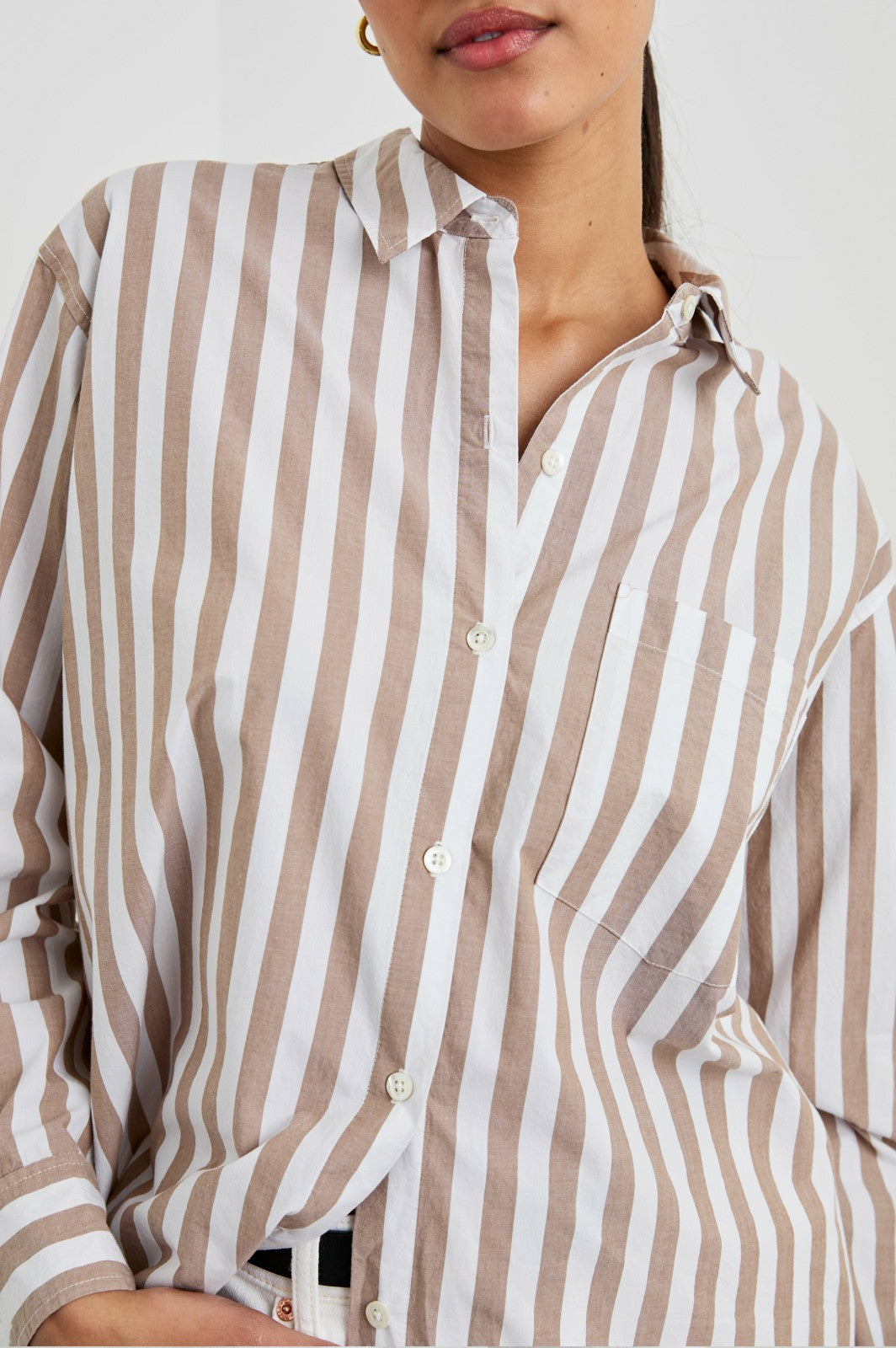 ELSA SHIRT - RUSSET WHITE STRIPE| Rails US