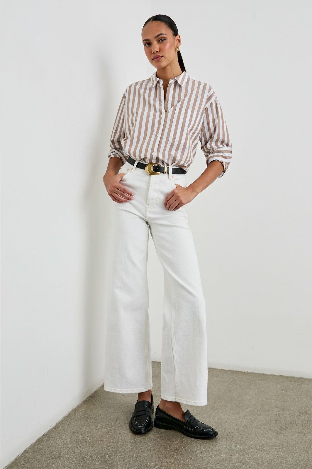 ELSA SHIRT - RUSSET WHITE STRIPE| Rails US