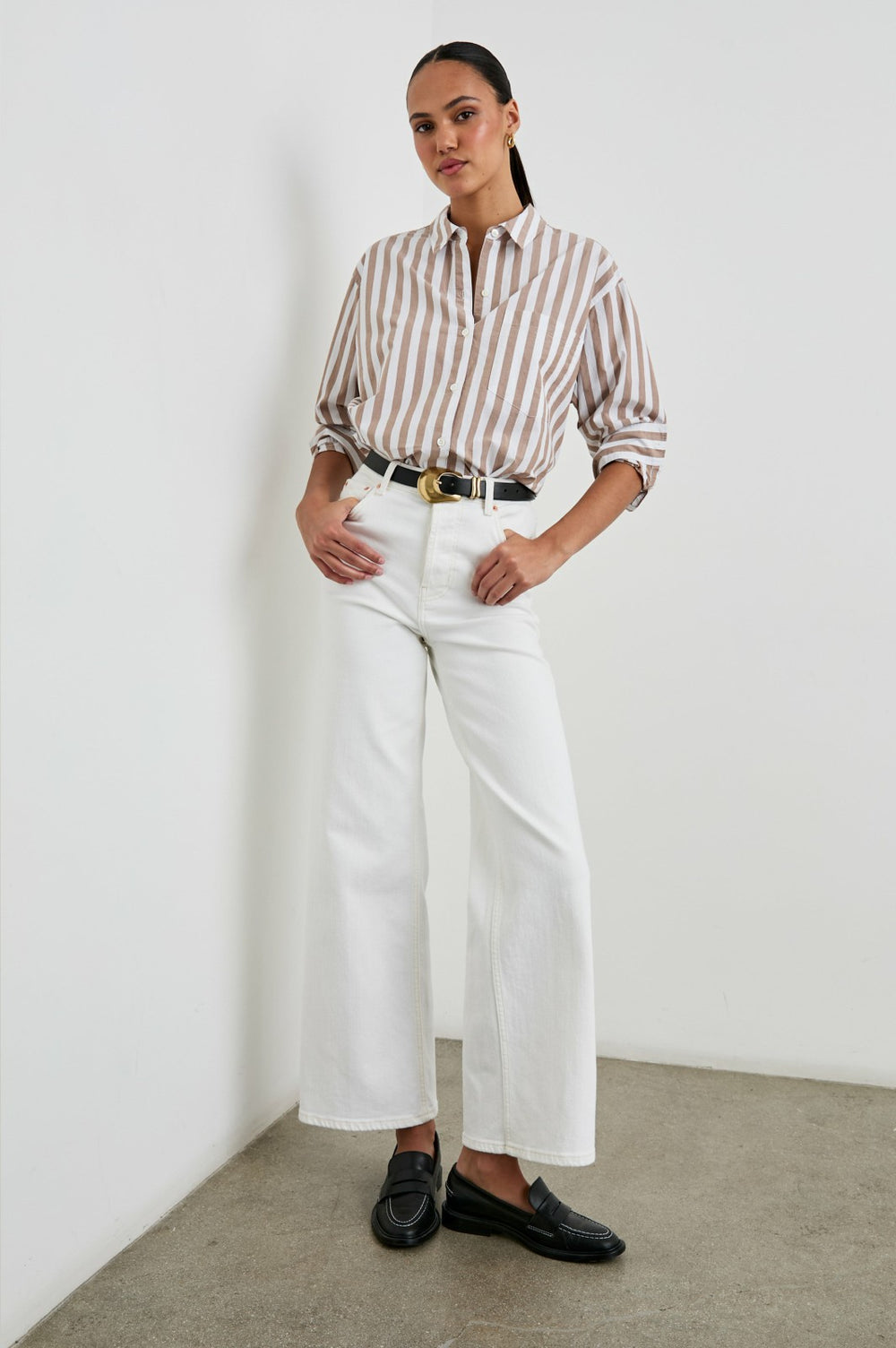 ELSA SHIRT - RUSSET WHITE STRIPE| Rails US