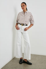 ELSA SHIRT - RUSSET WHITE STRIPE| Rails US
