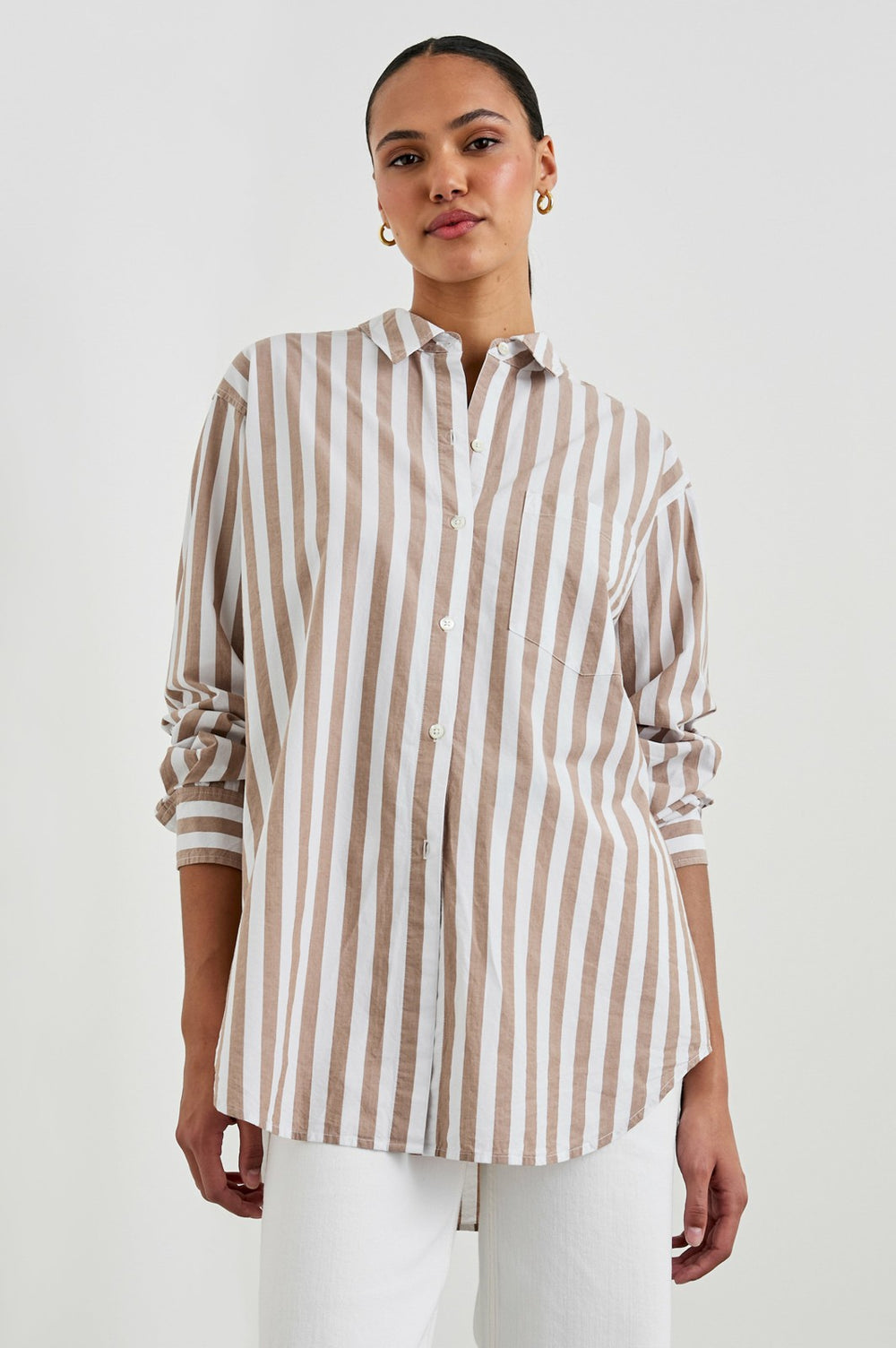 ELSA SHIRT - RUSSET WHITE STRIPE| Rails US