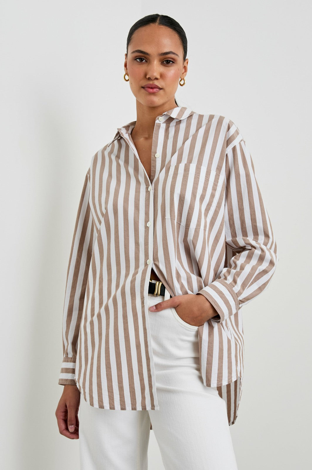 ELSA SHIRT - RUSSET WHITE STRIPE| Rails US