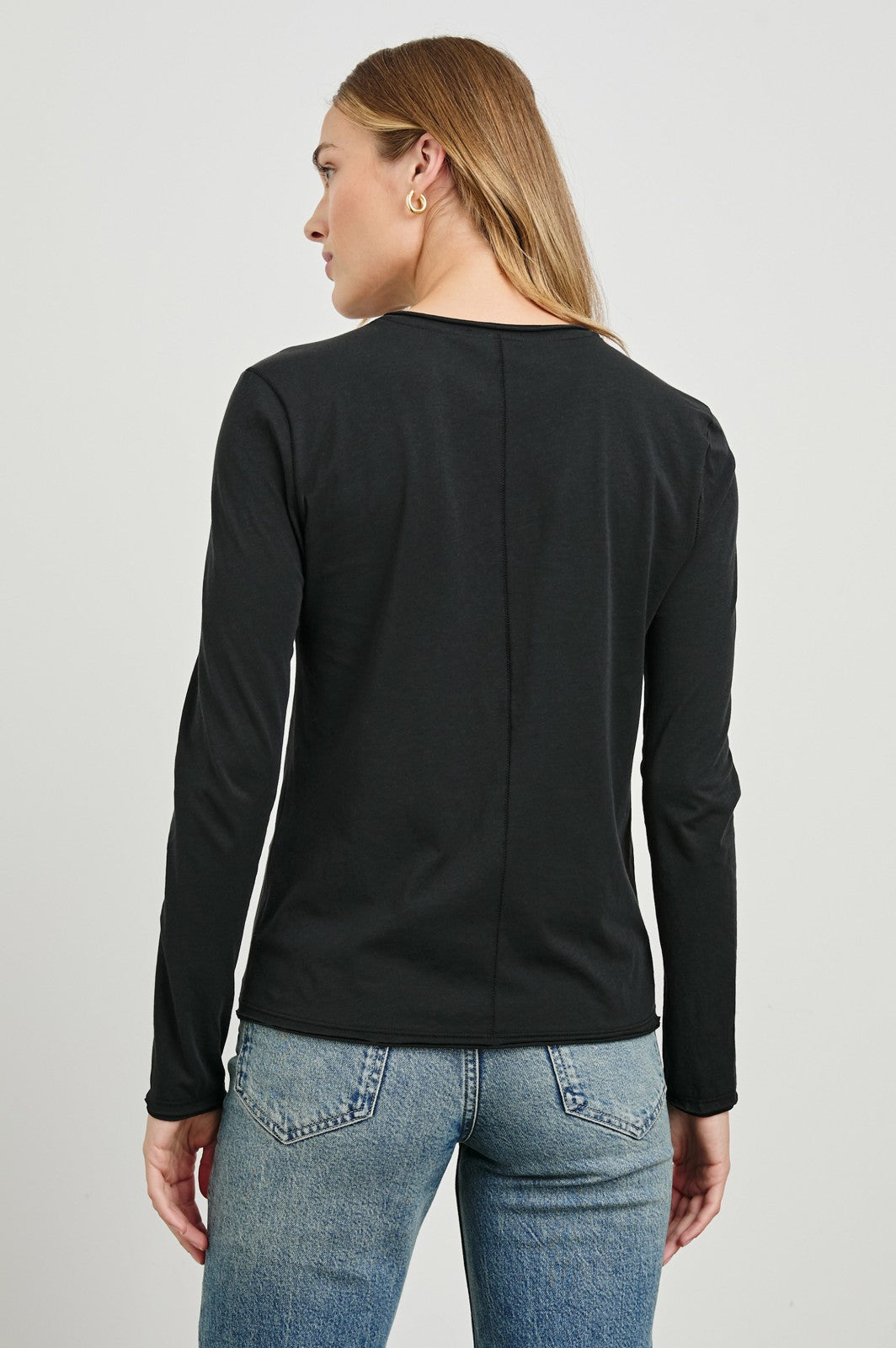 LONG SLEEVE CREW NECK T-SHIRT - BLACK| Rails near me