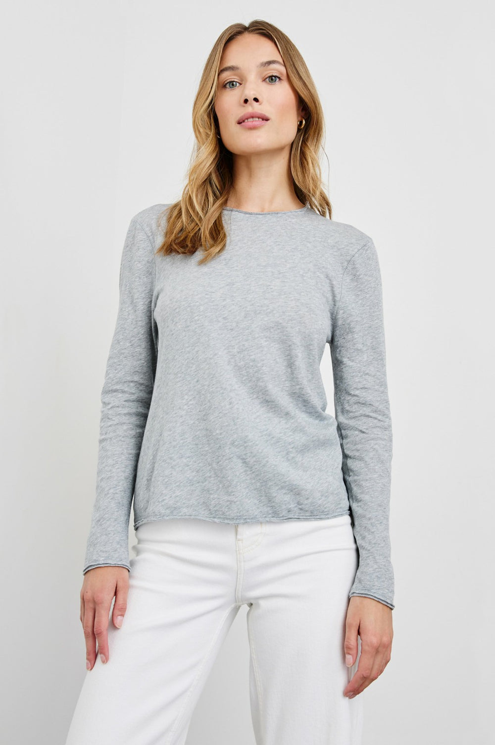 LONG SLEEVE CREW NECK T-SHIRT - HEATHER GREY| Rails for sale