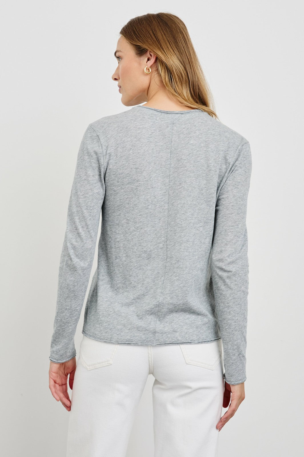 LONG SLEEVE CREW NECK T-SHIRT - HEATHER GREY| Rails for sale