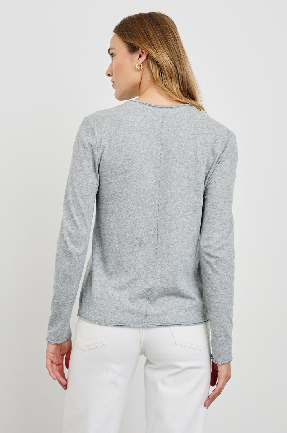 LONG SLEEVE CREW NECK T-SHIRT - HEATHER GREY| Rails for sale