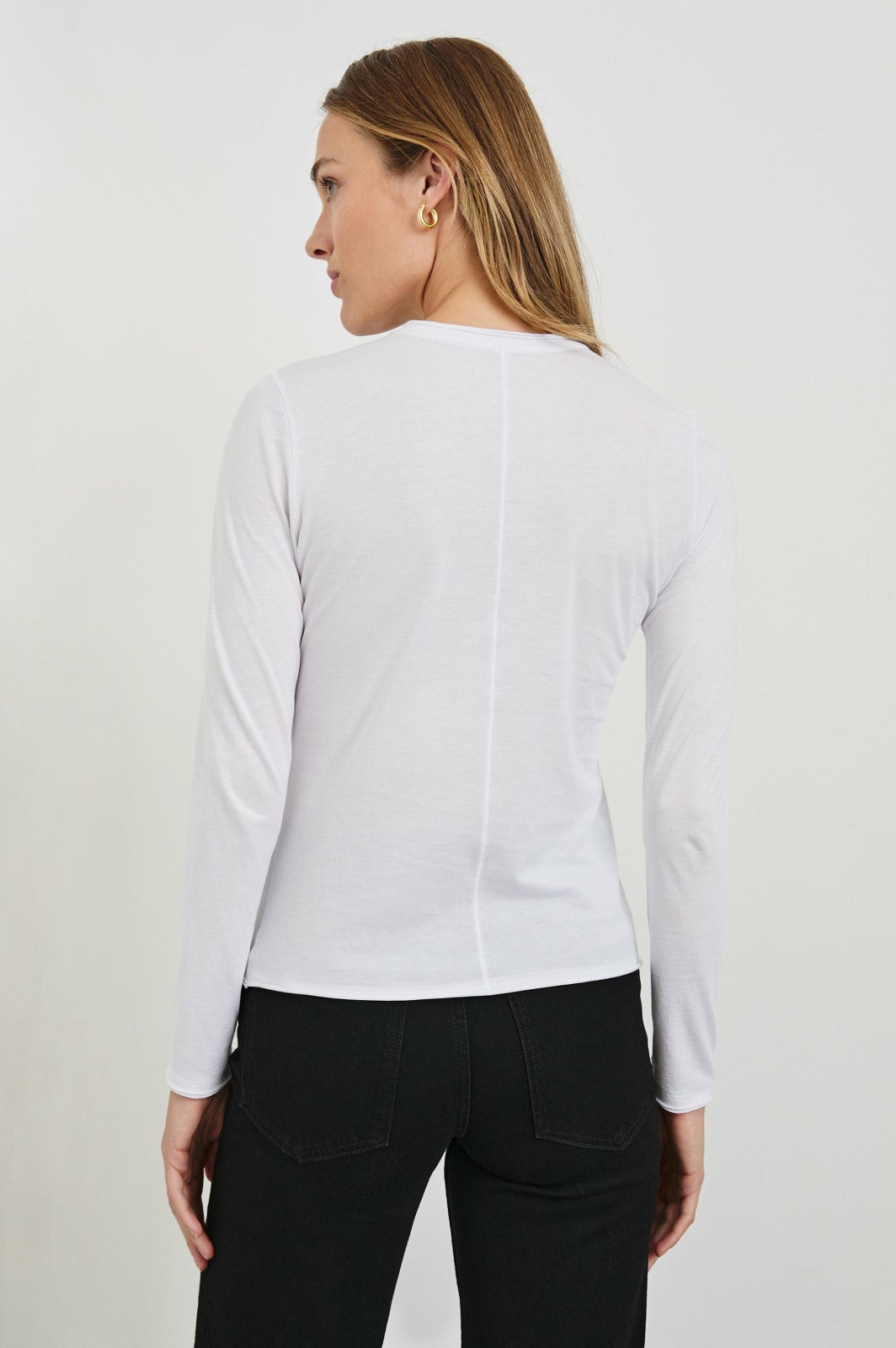 LONG SLEEVE CREW NECK T-SHIRT - WHITE| Rails US