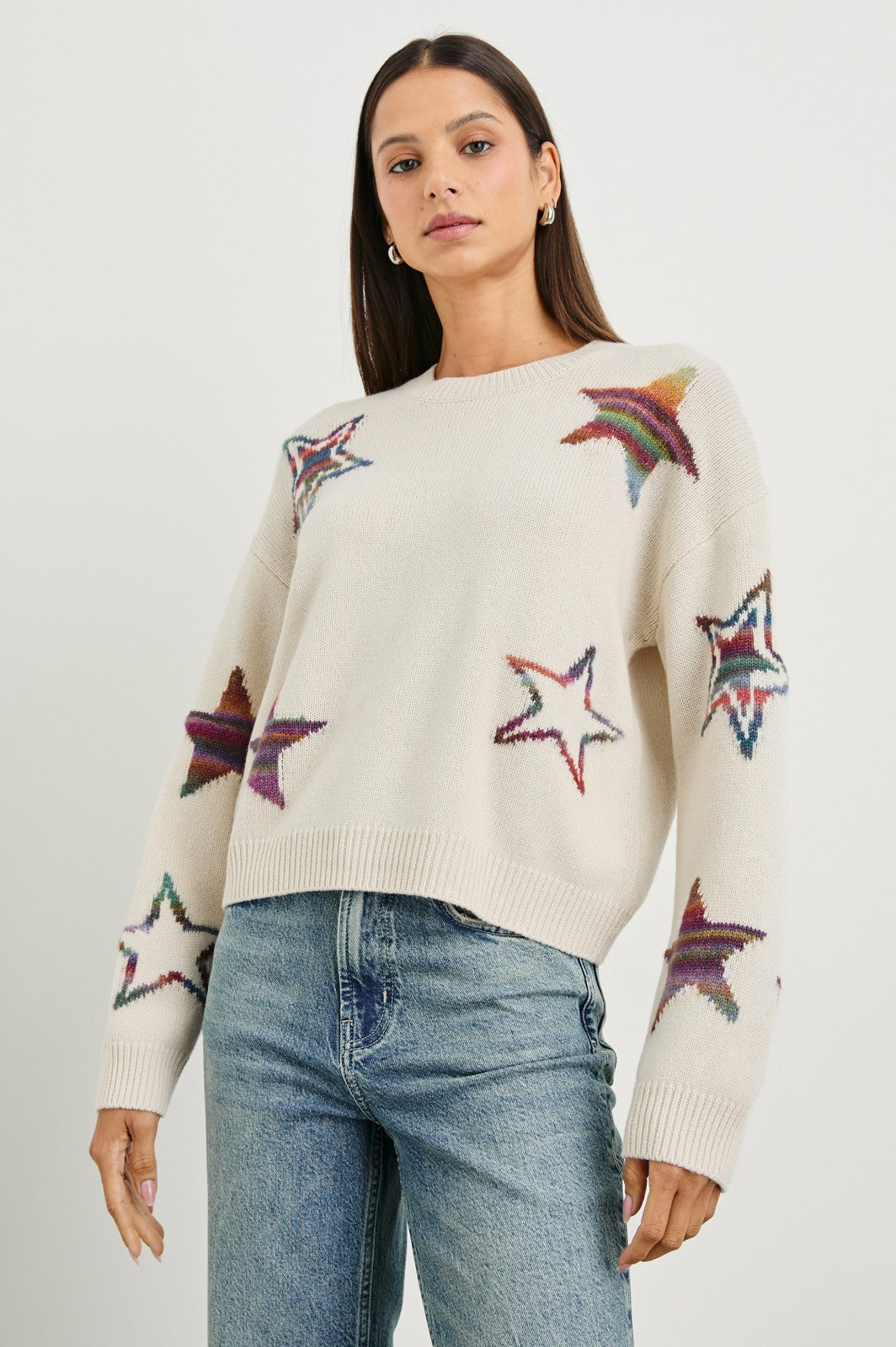 PERCI SWEATER - IVORY RAINBOW MULTI STARS| Rails US