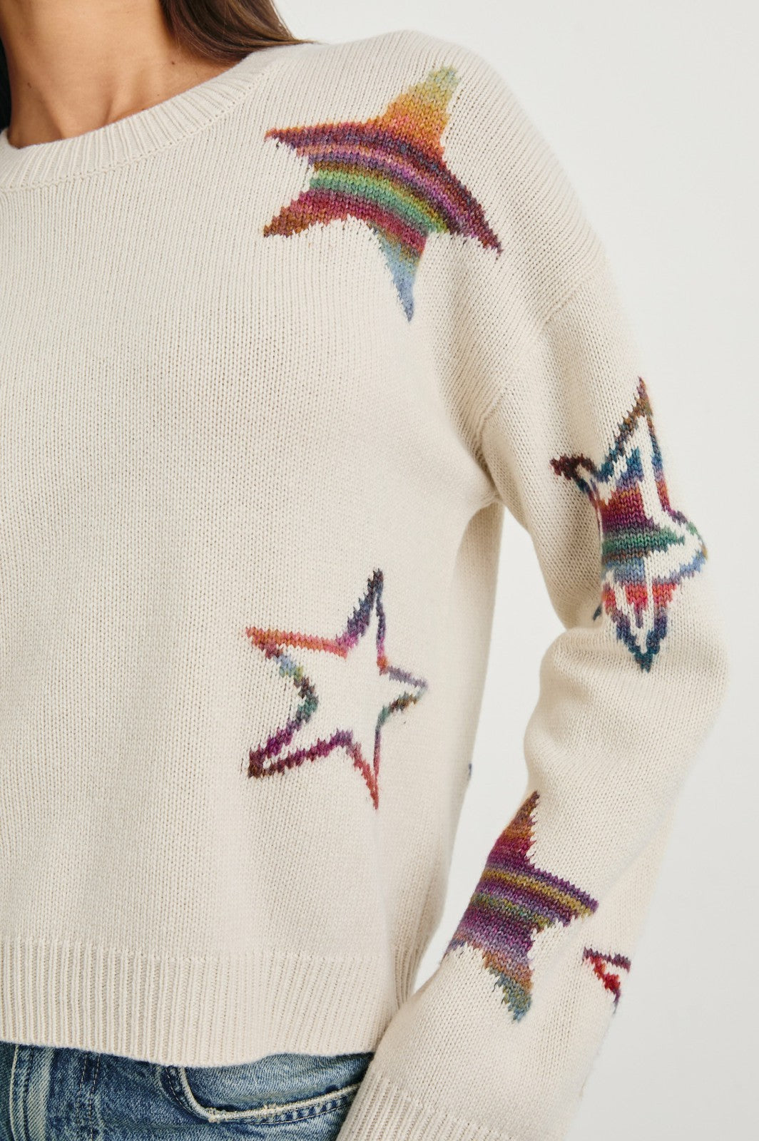 PERCI SWEATER - IVORY RAINBOW MULTI STARS| Rails US