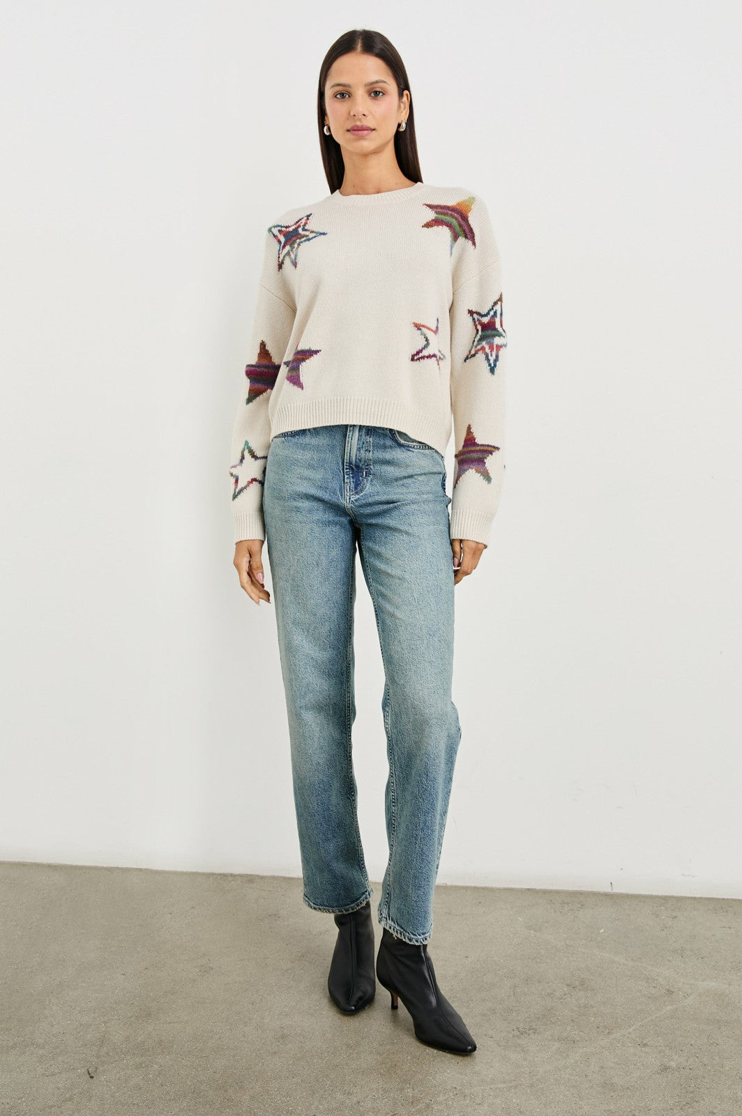 PERCI SWEATER - IVORY RAINBOW MULTI STARS| Rails US