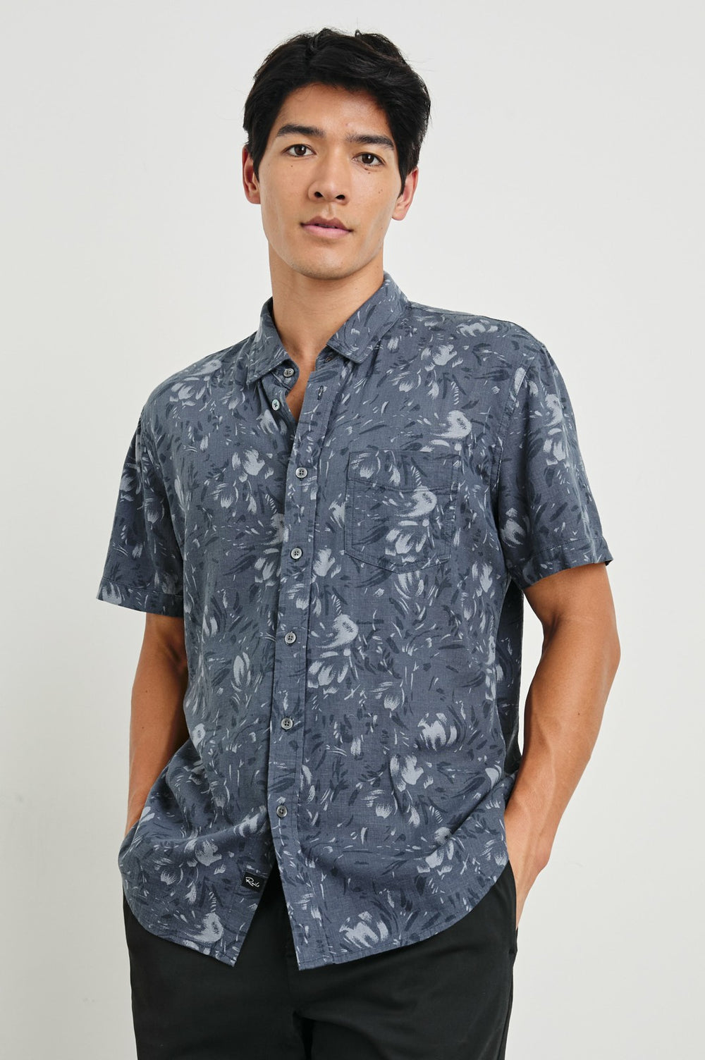 MONACO SHIRT - NAVY FLORAL BRUSH| Rails online