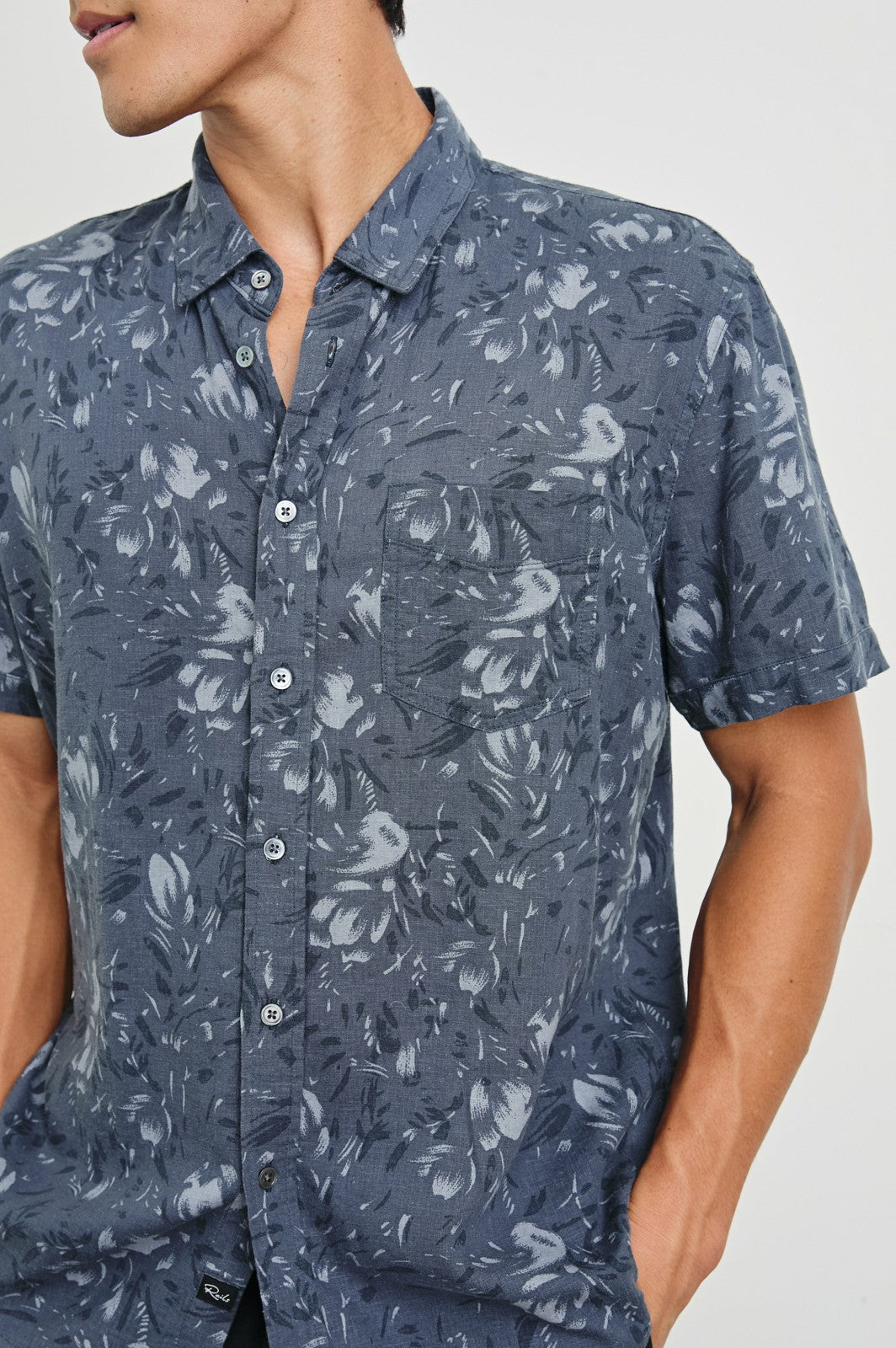 MONACO SHIRT - NAVY FLORAL BRUSH| Rails online