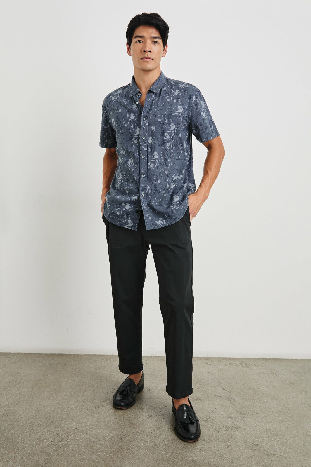 MONACO SHIRT - NAVY FLORAL BRUSH| Rails online
