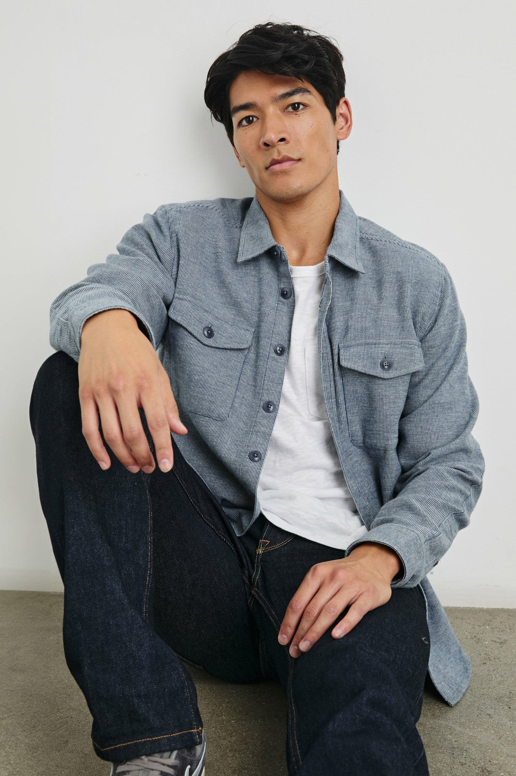 BURR SHIRT JACKET - DENIM WHITE| Rails on sale