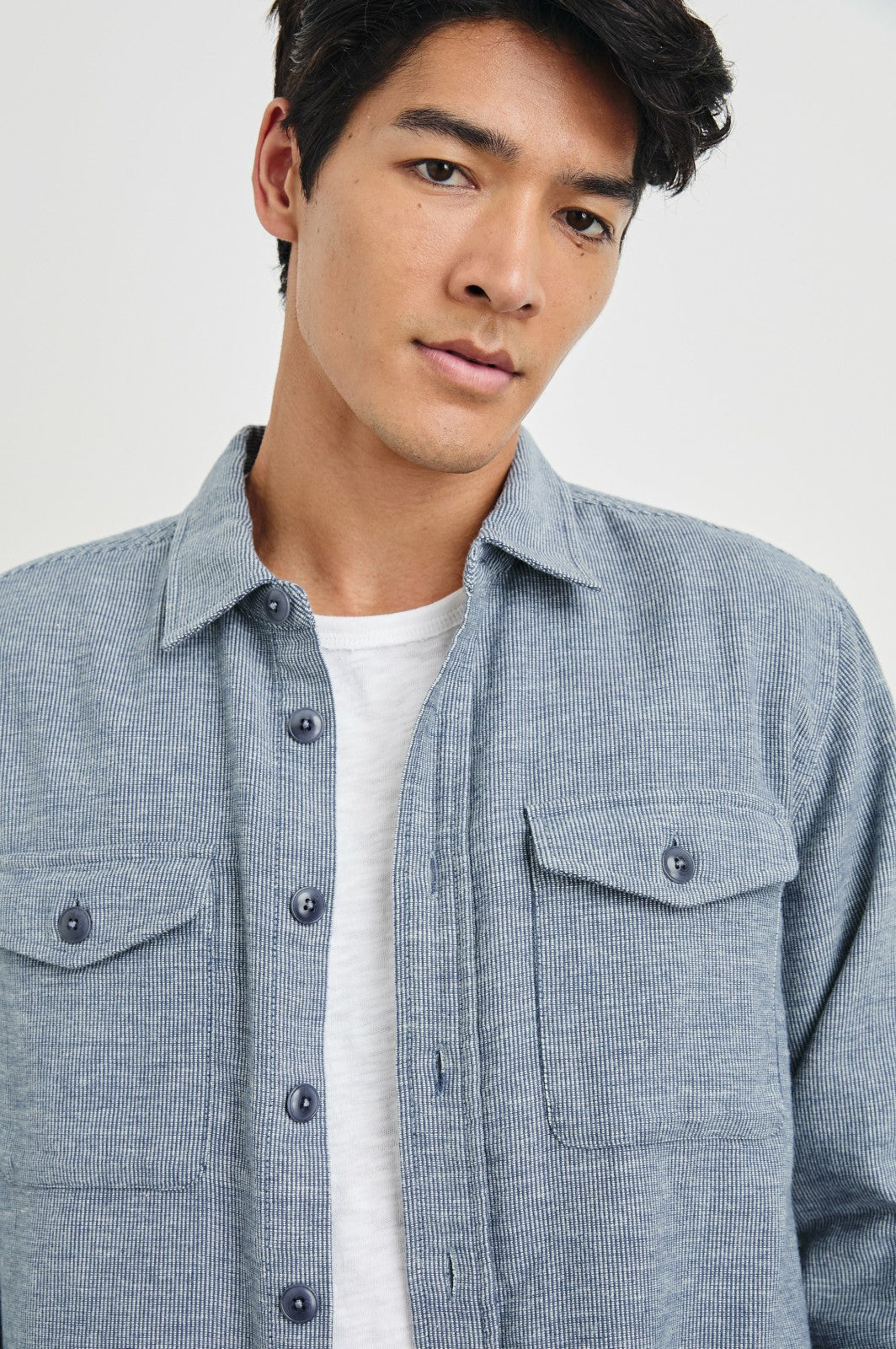 BURR SHIRT JACKET - DENIM WHITE| Rails on sale