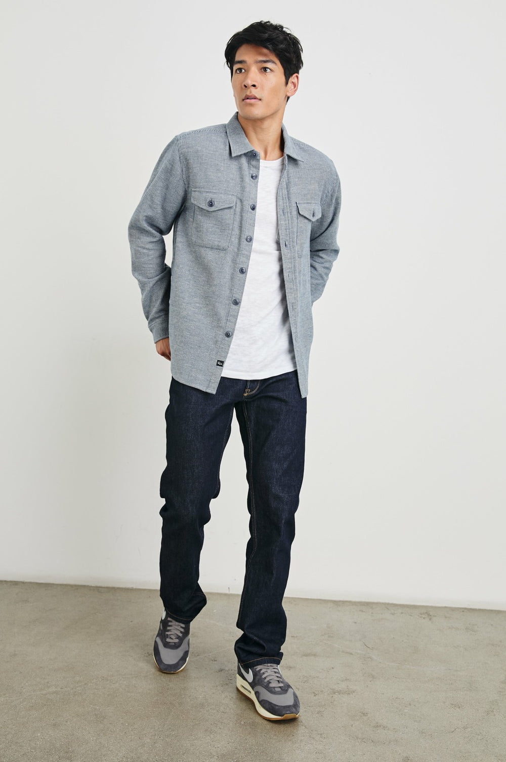 BURR SHIRT JACKET - DENIM WHITE| Rails on sale