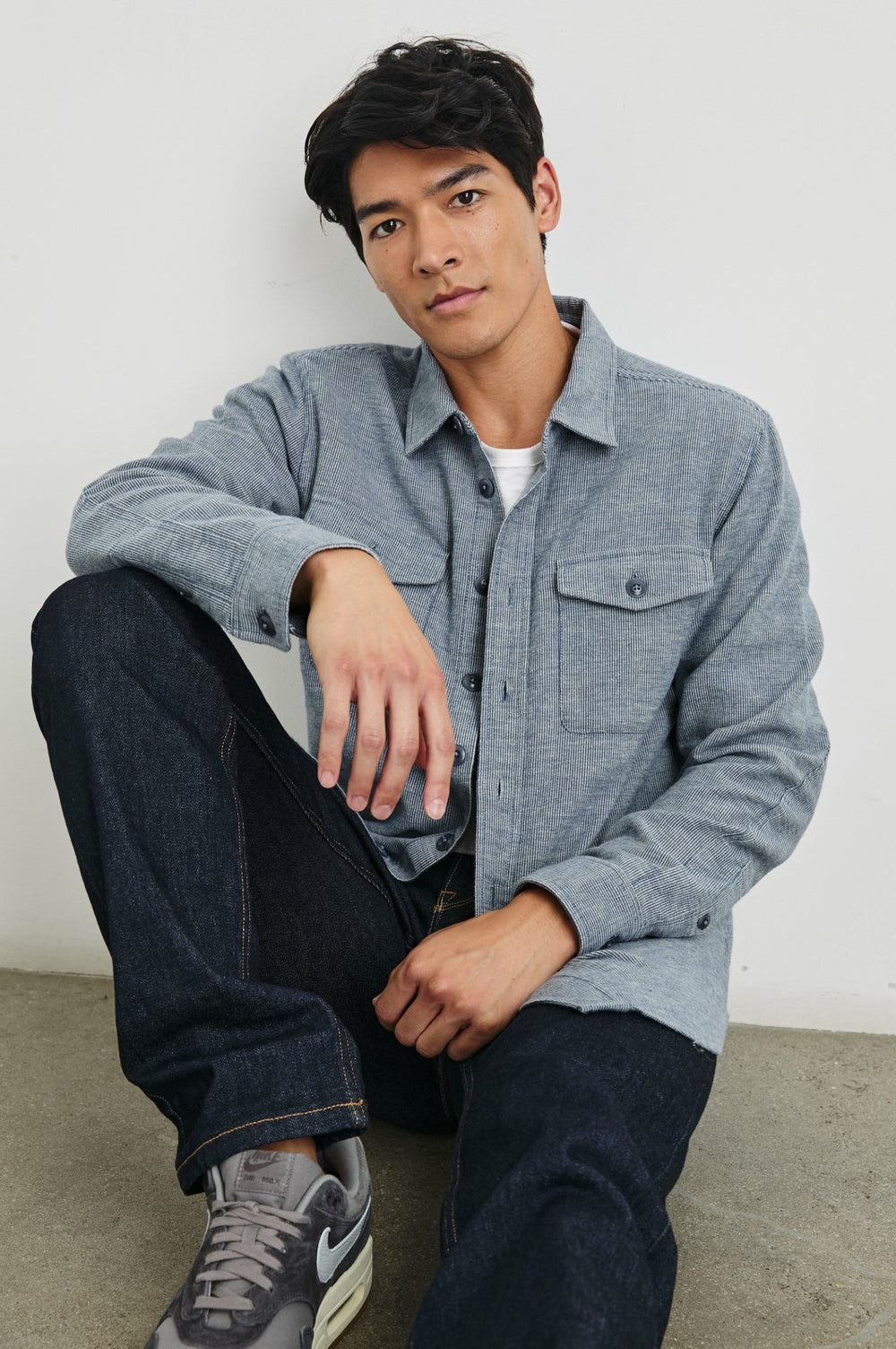 BURR SHIRT JACKET - DENIM WHITE| Rails on sale