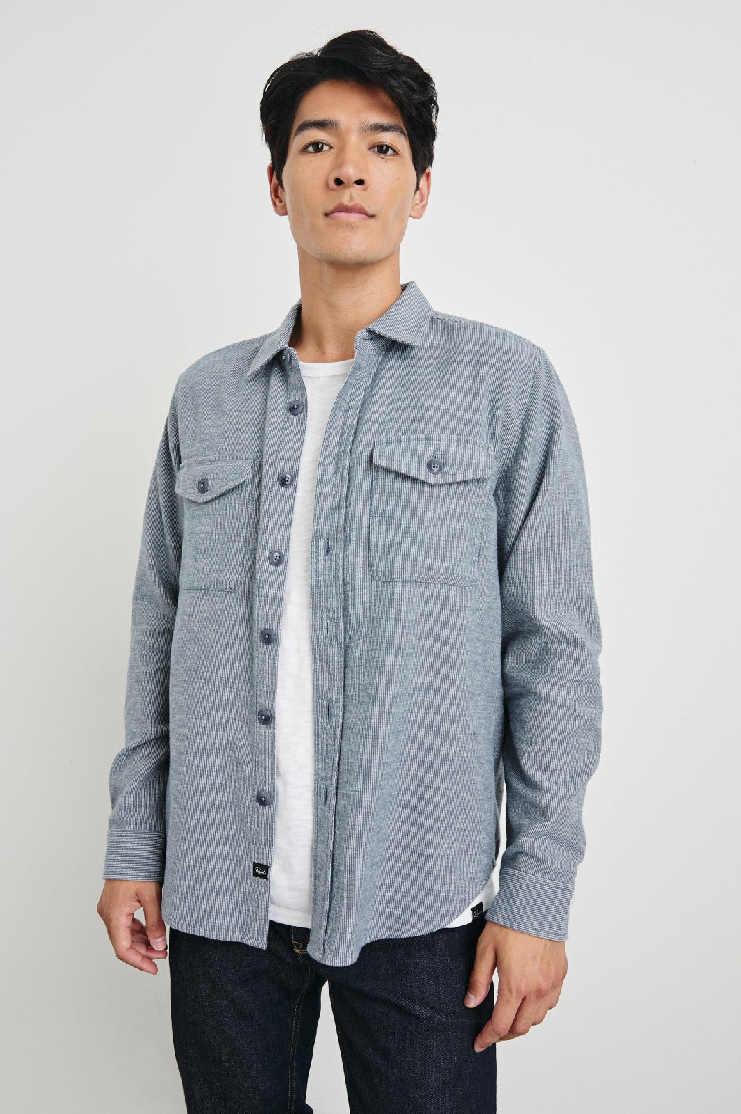 BURR SHIRT JACKET - DENIM WHITE| Rails on sale